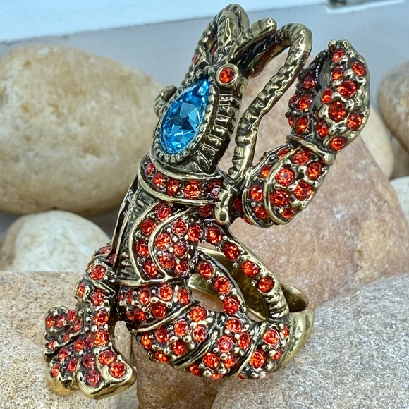 Authentic Heidi Daus “Lobster Tales” Crystal Lobster Ring – Size 8 Swarovski EUC - Picture 6 of 17
